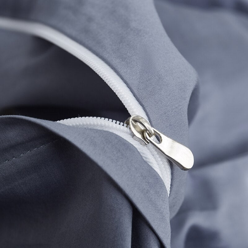 Conjunto De Cama Simples Cinza Azul 100% Algodão