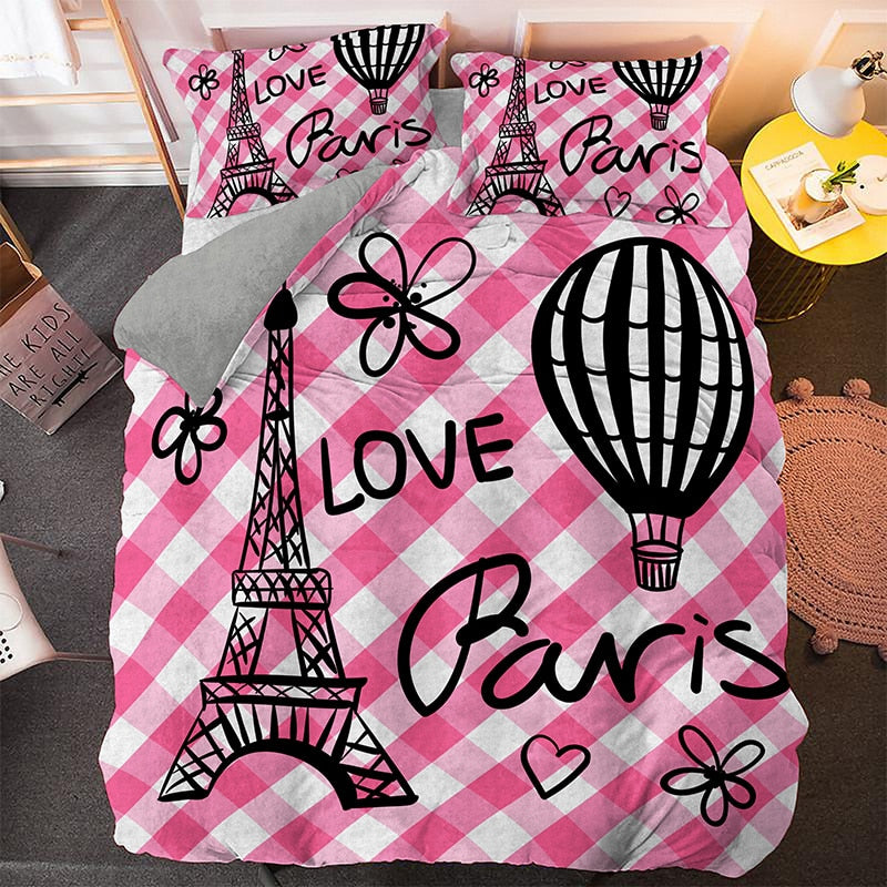 Capa De Edredom Xadrez Paris Rose