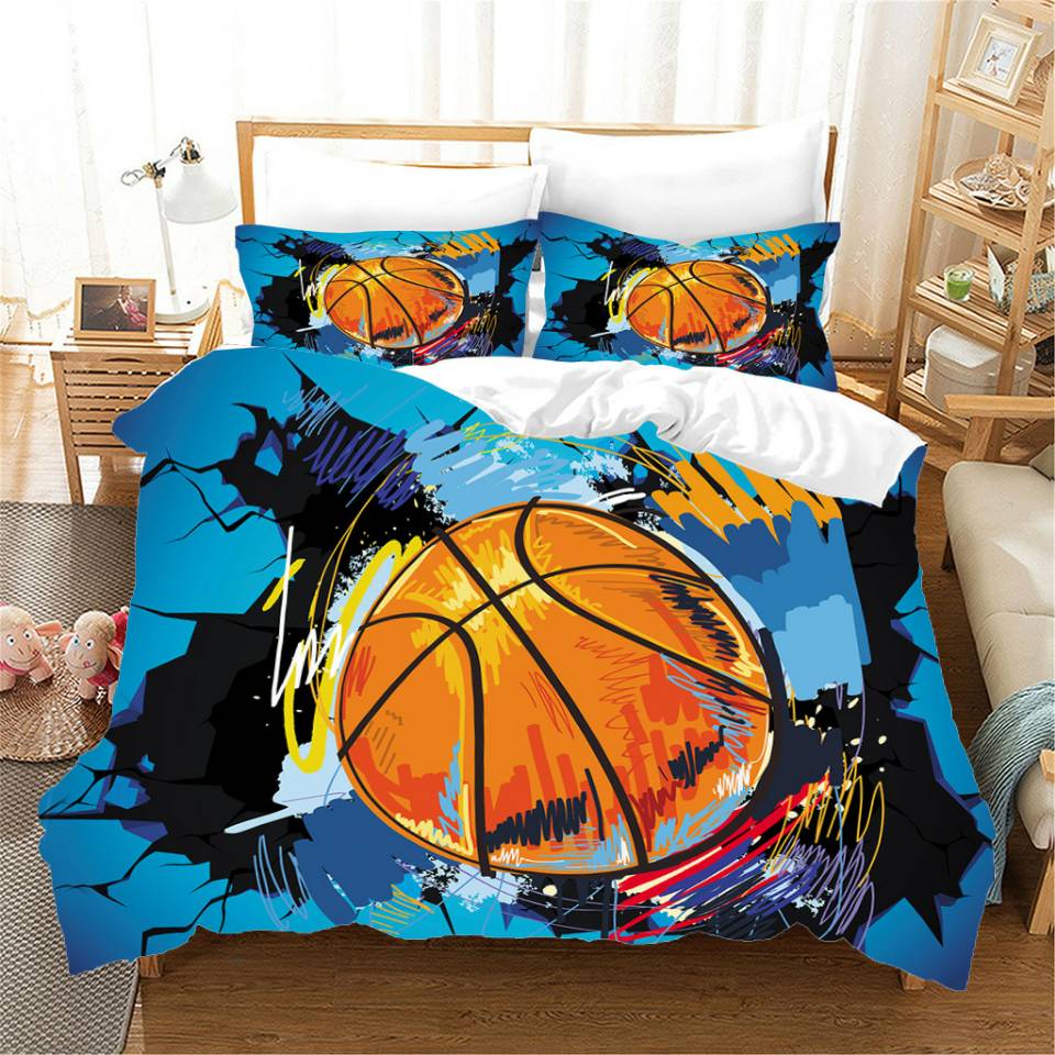 Capa De Edredom De Basquete Gradiente Azul
