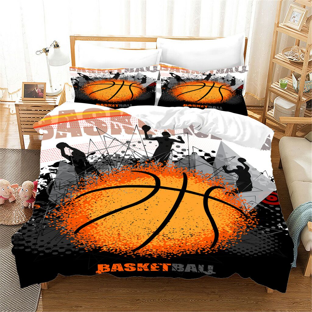Capa De Edredom De Basquete Preto E Branco
