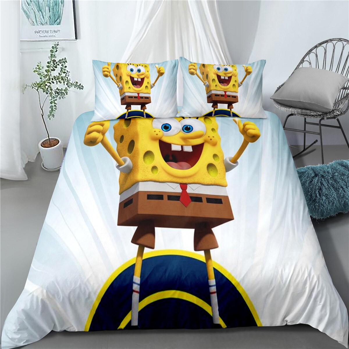 Capa De Edredom Branca Vencedor Do Bob Esponja