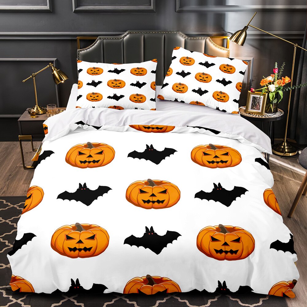 Capa De Edredon Branca De Halloween
