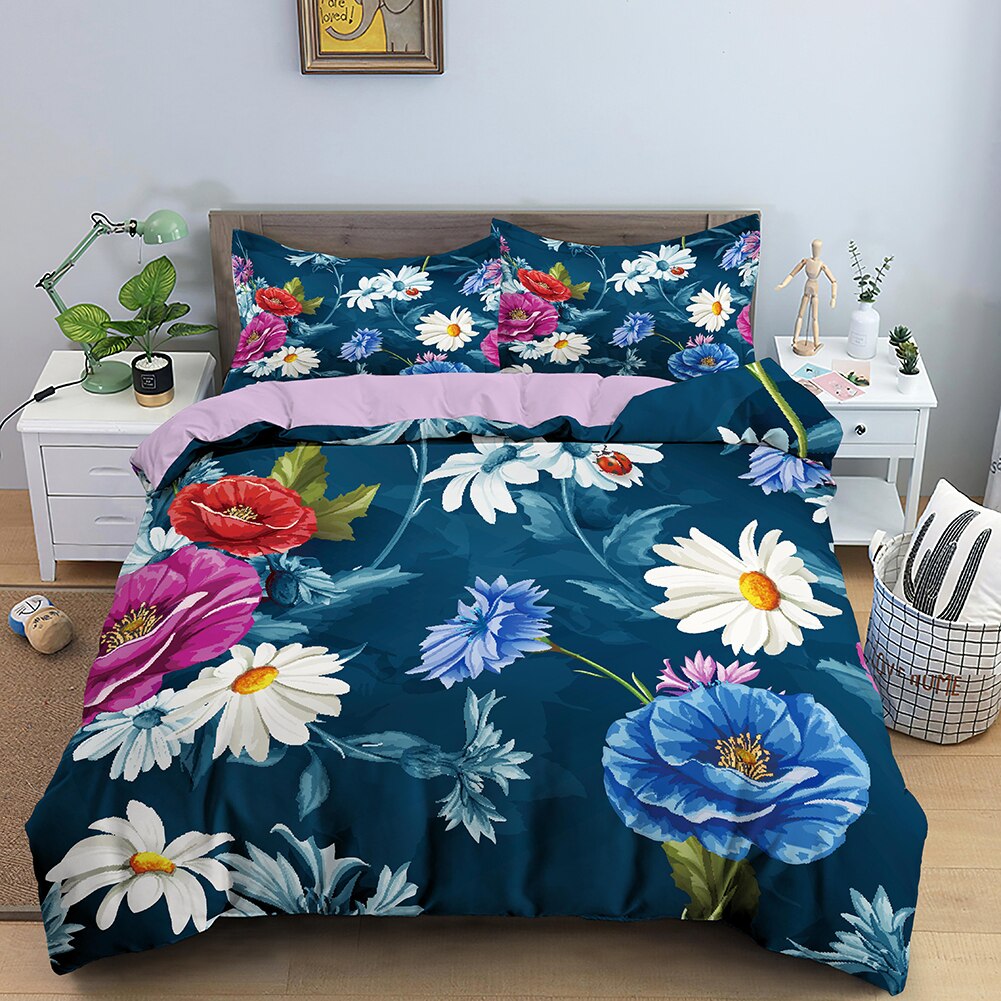 Capa De Edredon Floral Azul