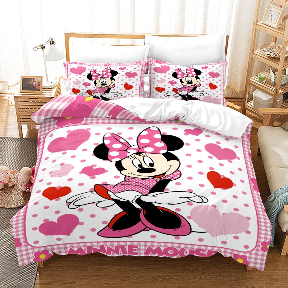 Capa De Edredom Minnie Mouse Com Corações Rosa