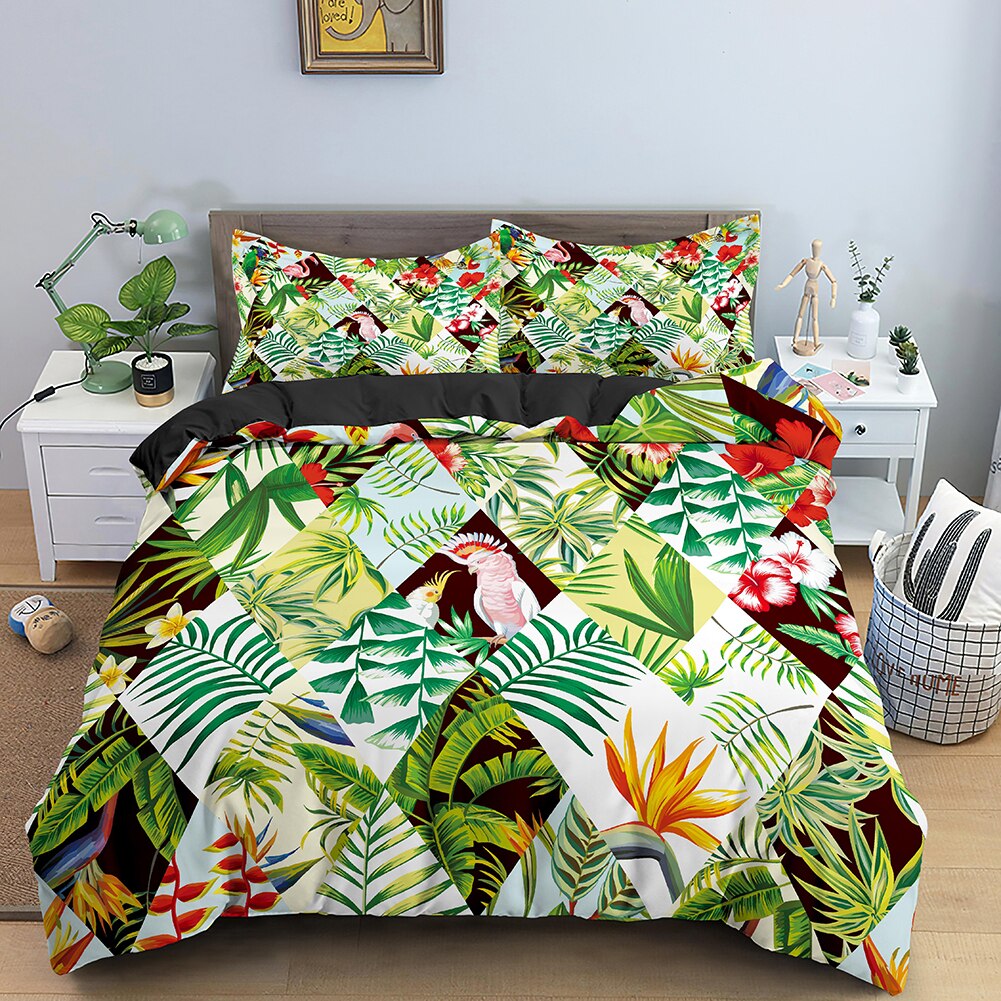 Capa De Edredom Xadrez Floral