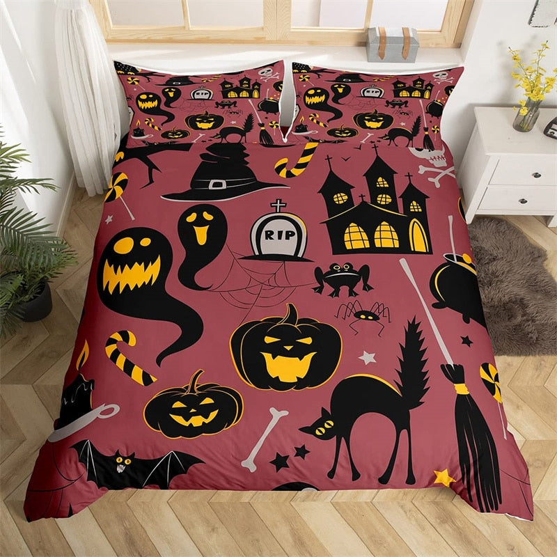 Capa De Edredon De Halloween Avermelhada