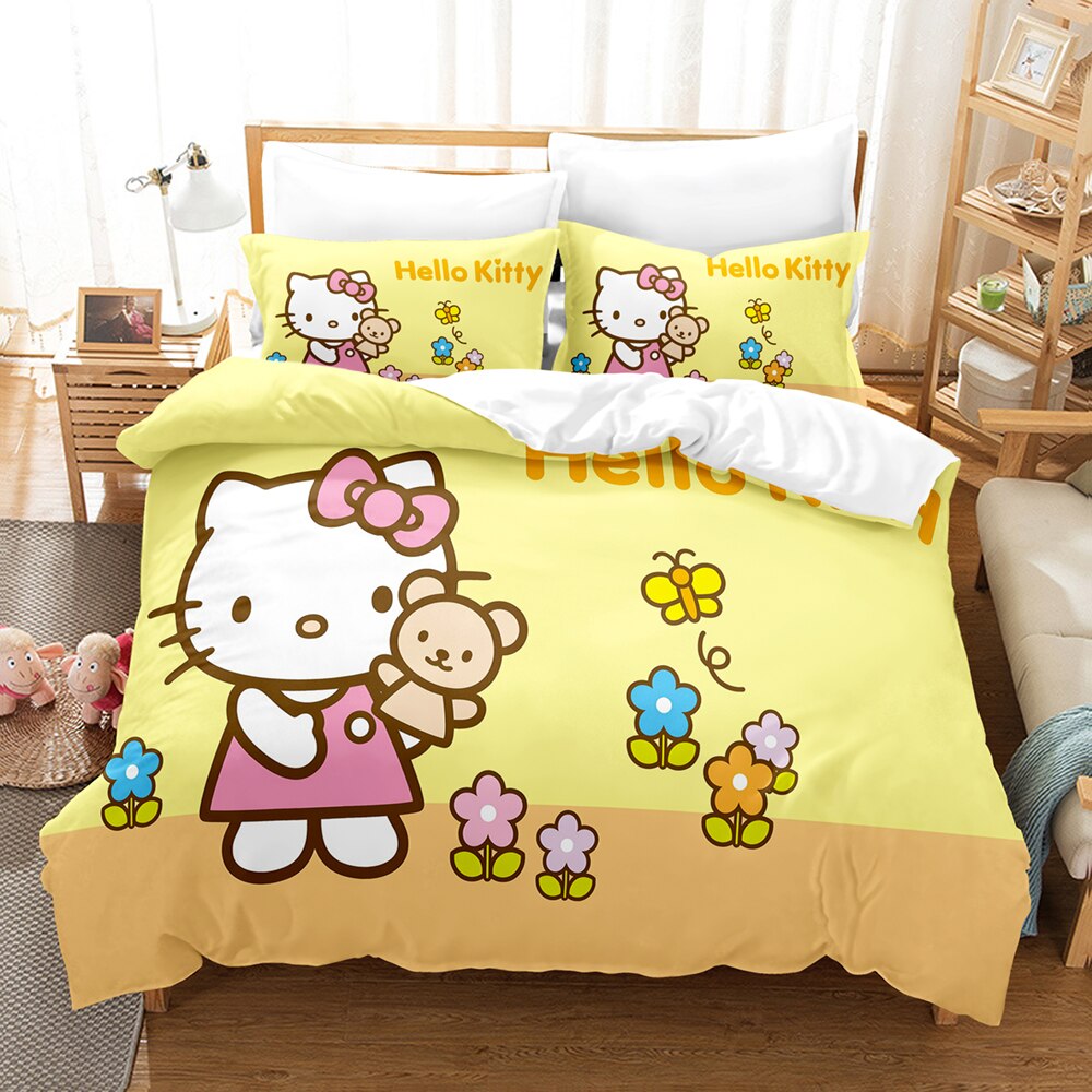 Capa De Edredon Hello Kitty Flores Amarelas