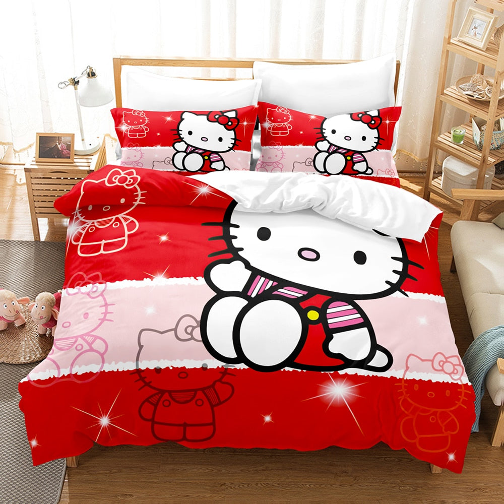 Capa De Edredon Hello Kitty Rosa E Vermelho