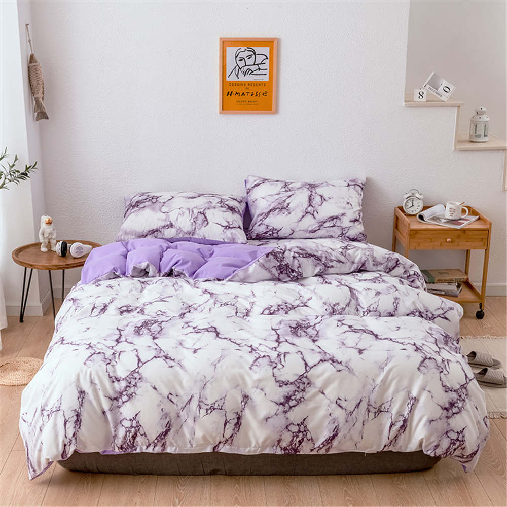 Capa De Edredon De Mármore Roxo E Branco