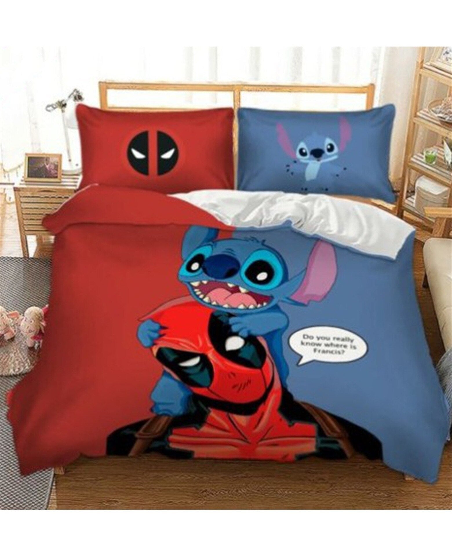 Capa De Edredom Stitch E Deadpool