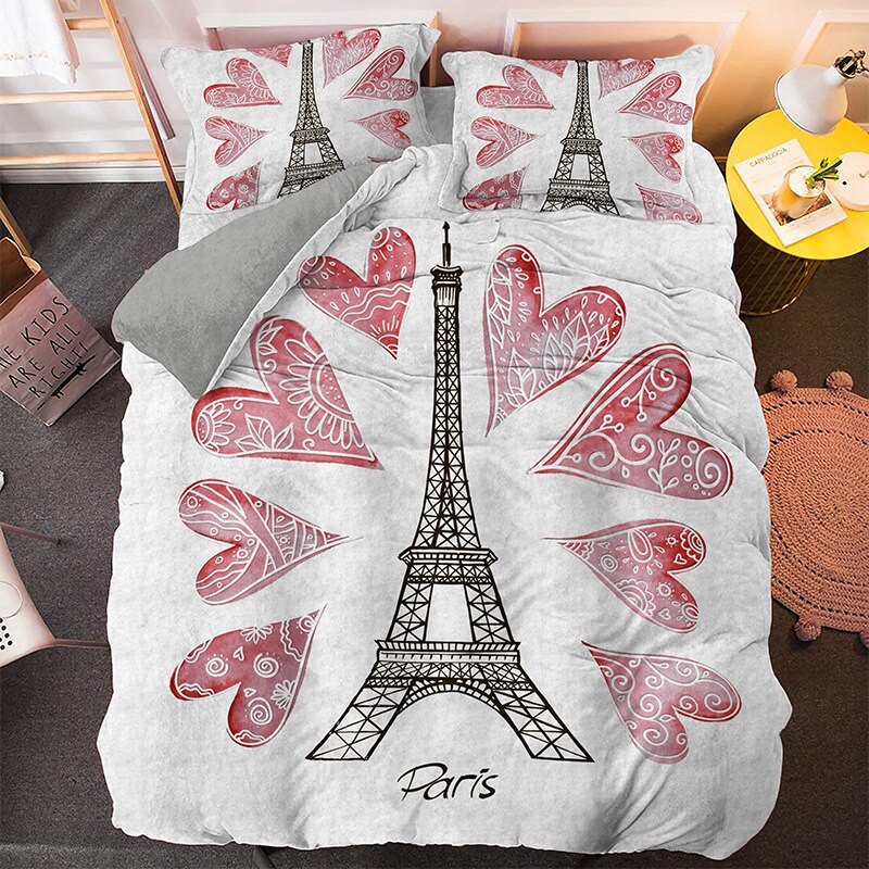 Capa De Edredom Corações Torre Eiffel