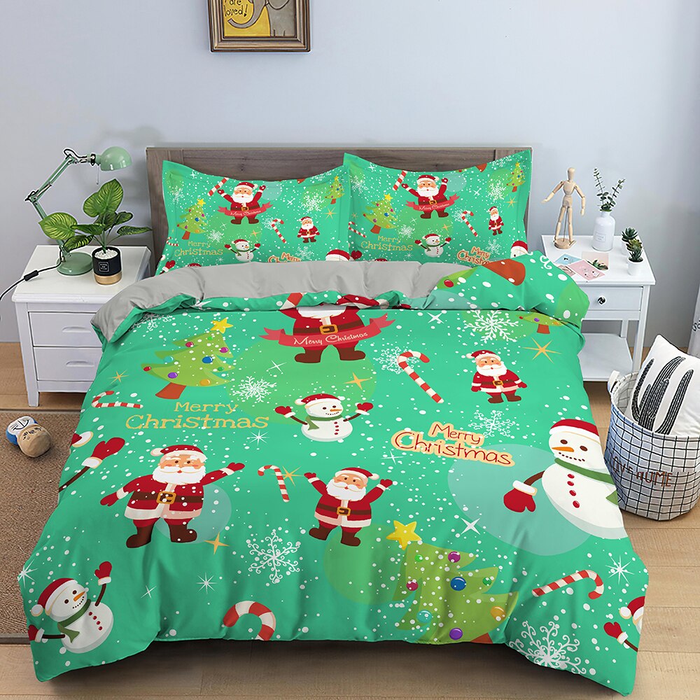 Capa De Edredom Verde Papai Noel