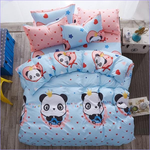 Capa De Edredom Panda Azul E Rosa