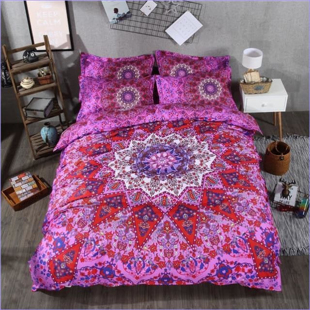Capa De Edredon Mandala Indiana Rosa Boêmia