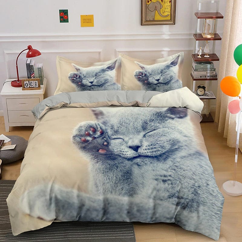 Capa De Edredon Infantil Gato Cinza