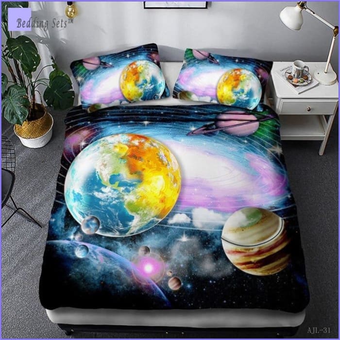 Capa De Edredon Galaxy Planet Earth Pastel