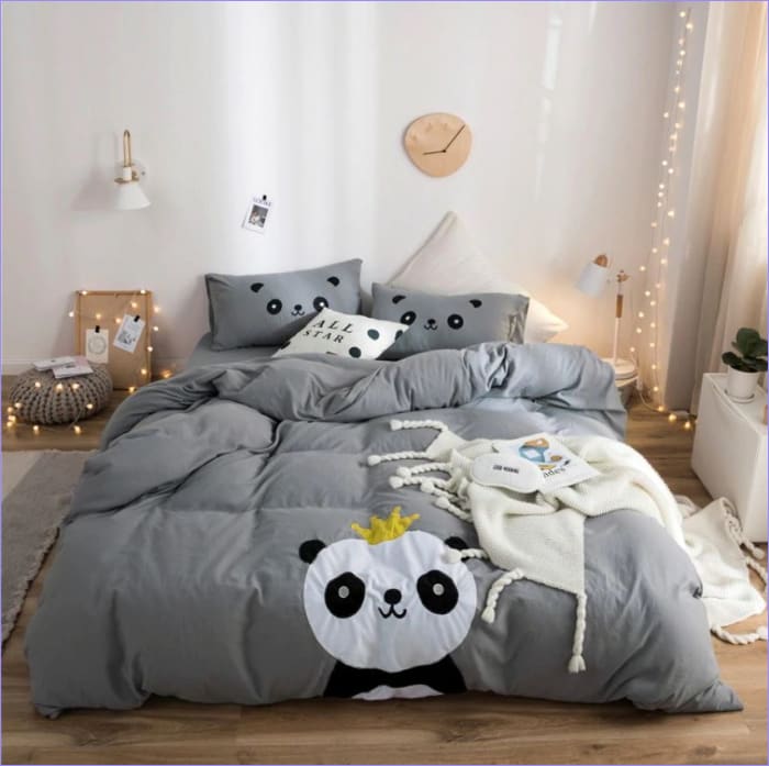 Capa De Edredom Panda Le King Cinza