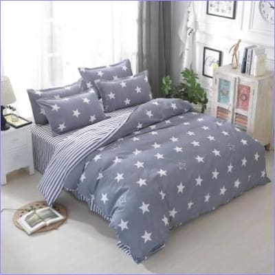 Capa De Edredom Cinza Com Estrela