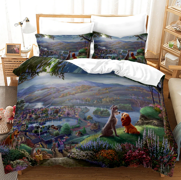 Capa De Edredom A Dama E O Vagabundo Na Colina