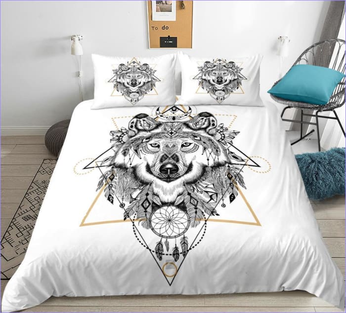 Capa De Edredon Dream Catcher Wolf Branca