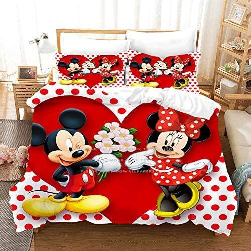 Capa De Edredon De Coração Do Mickey E Minnie
