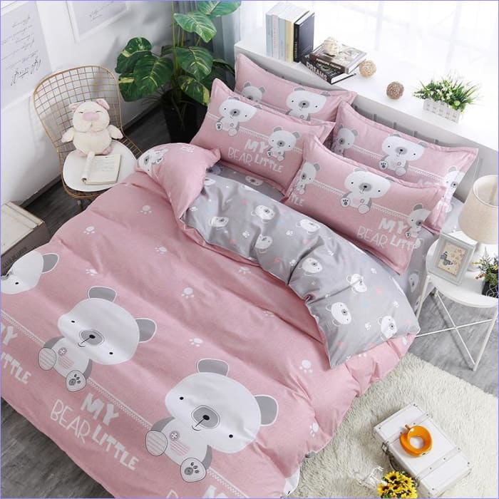 Capa De Edredom Urso Rosa