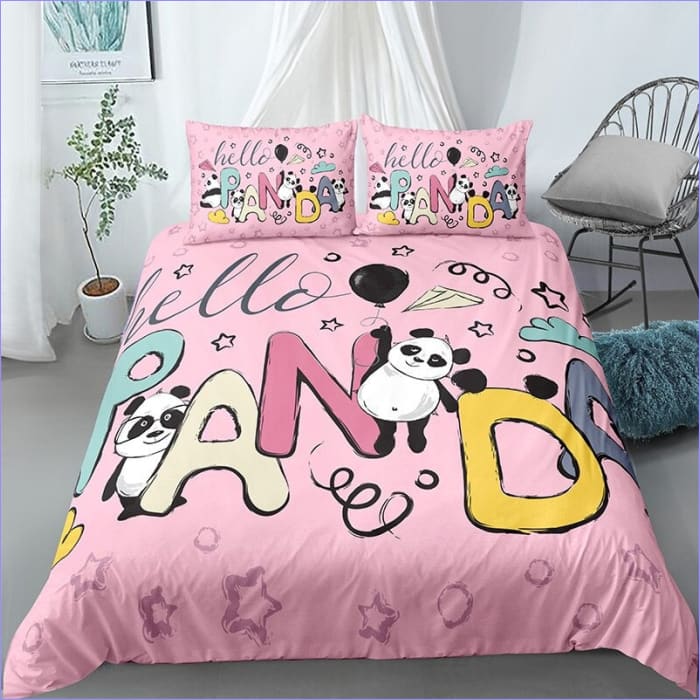 Capa De Edredom Rosa Hello Panda