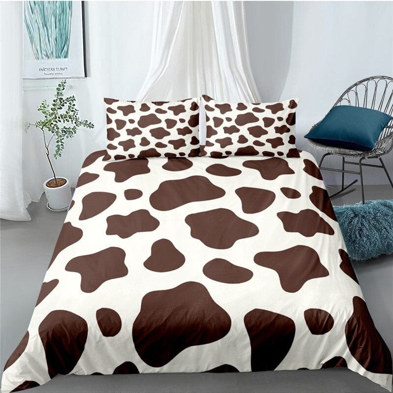 Capa De Edredom Com Estampa De Vaca Branca E Marrom
