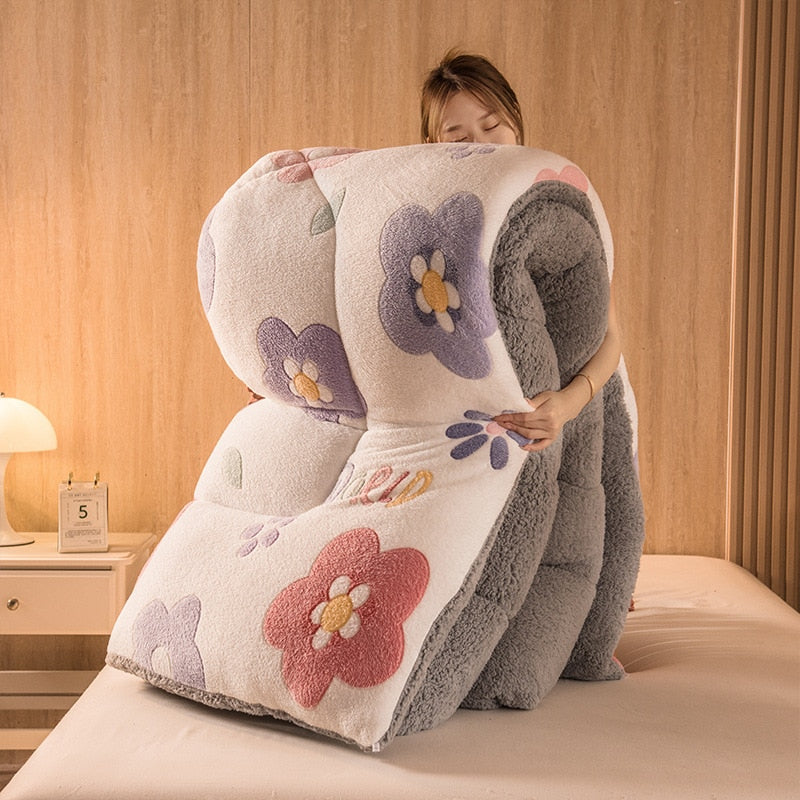 Edredom De Lã Branco, Rosa E Roxo