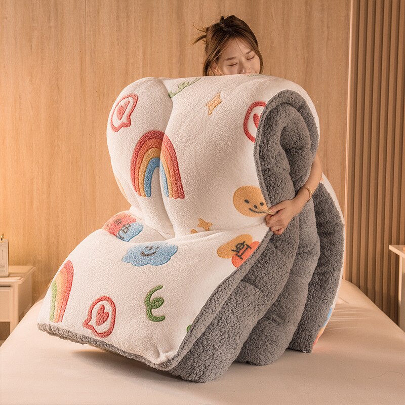 Edredom De Lã Branco E Cinza