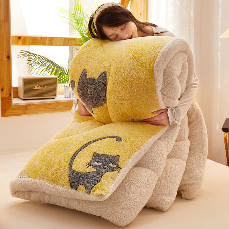 Colcha De Lã Amarela Little Cats