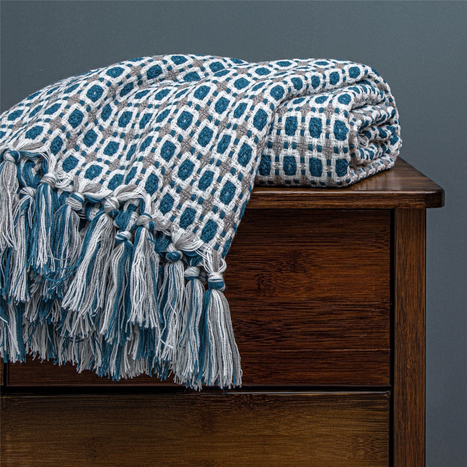 Cobertor De Malha Xadrez Quente Para O Inverno