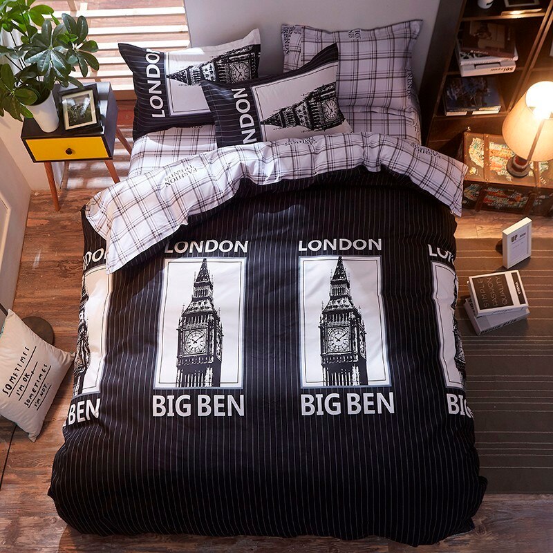Conjunto De Cama Preto E Branco Londres