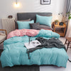 Conjunto De Cama Reversível Azul Claro E Rosa