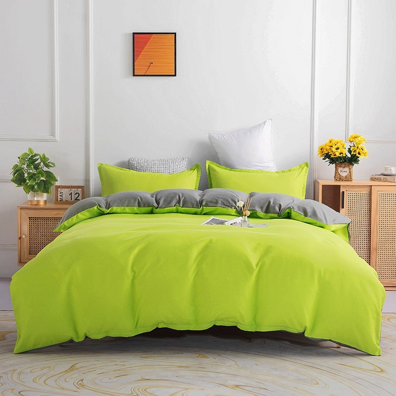 Conjunto De Cama Reversível Verde E Cinza