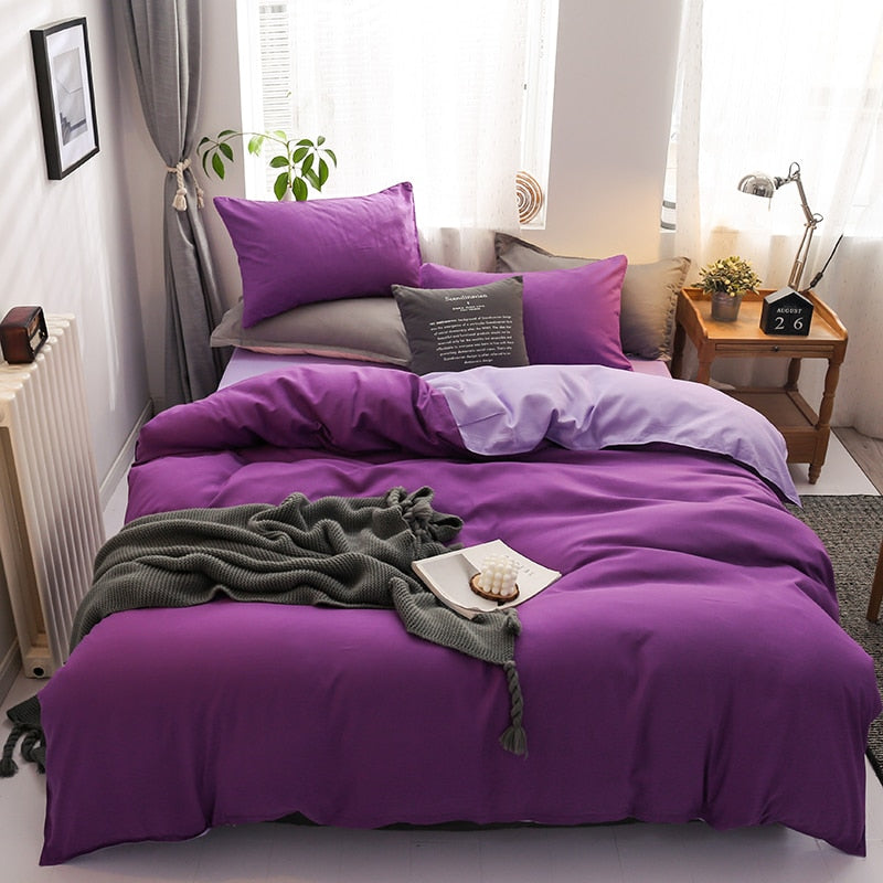 Conjunto De Cama Reversível Violeta E Malva