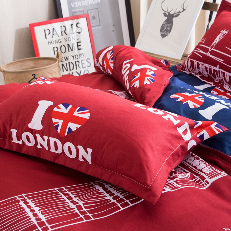 Conjunto De Cama Vermelho I Love London