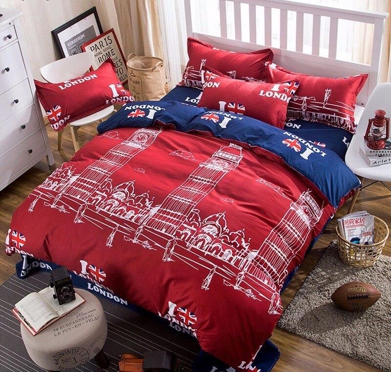 Conjunto De Cama Vermelho I Love London
