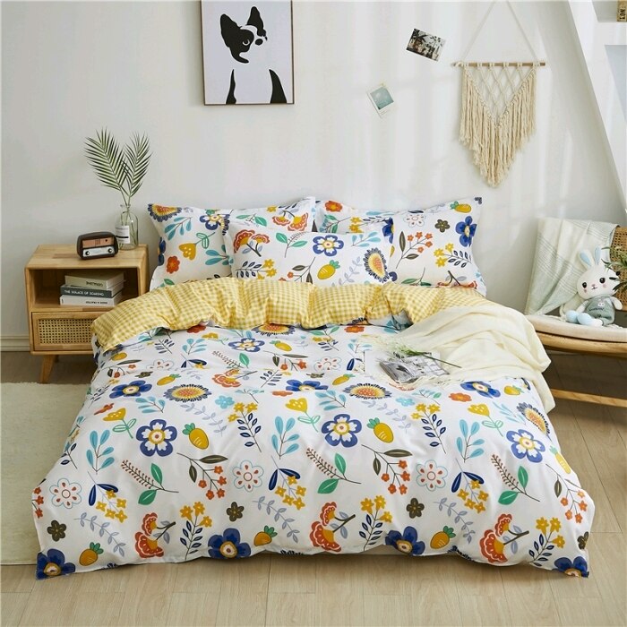 Conjunto De Cama Escandinavo Branco Floral