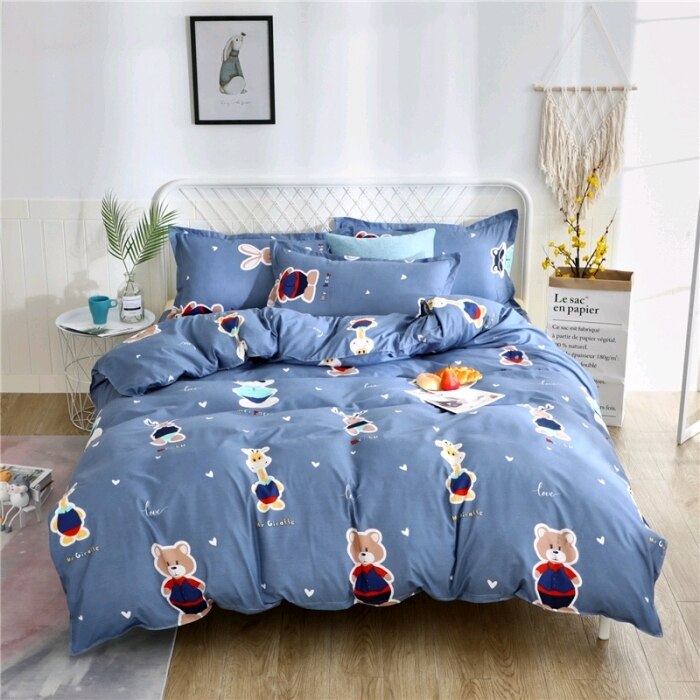 Conjunto De Cama De Ursinho De Pelúcia Azul Escandinavo