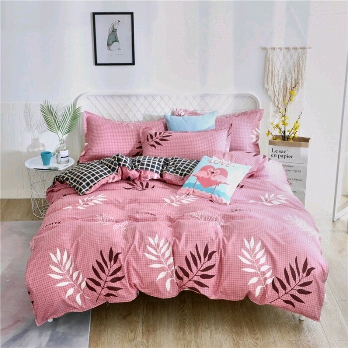 Conjunto De Cama Escandinavo Reversível Rosa