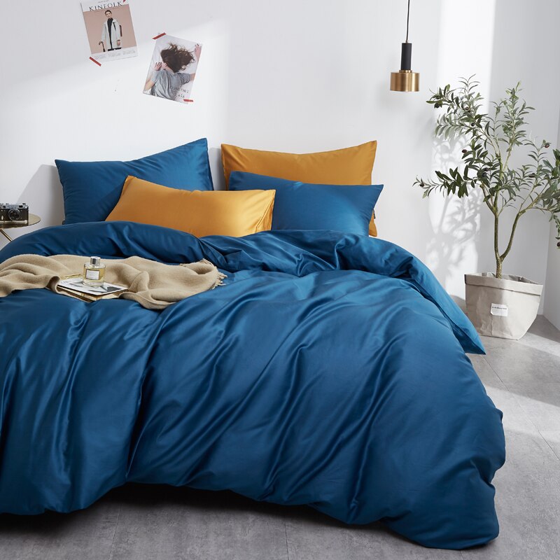 Conjunto De Cama Simples 100% Algodão Azul Pato