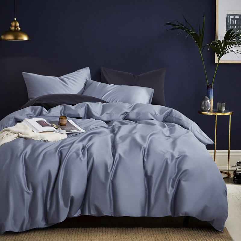 Conjunto De Cama Simples Cinza Azul 100% Algodão