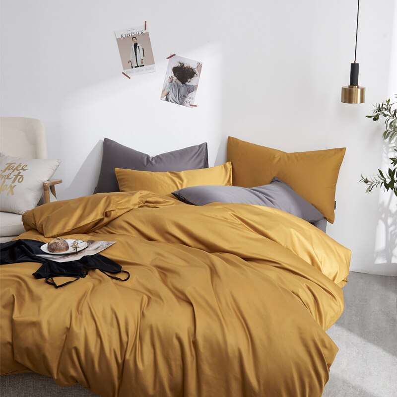 Conjunto De Cama Simples 100% Algodão Amarelo