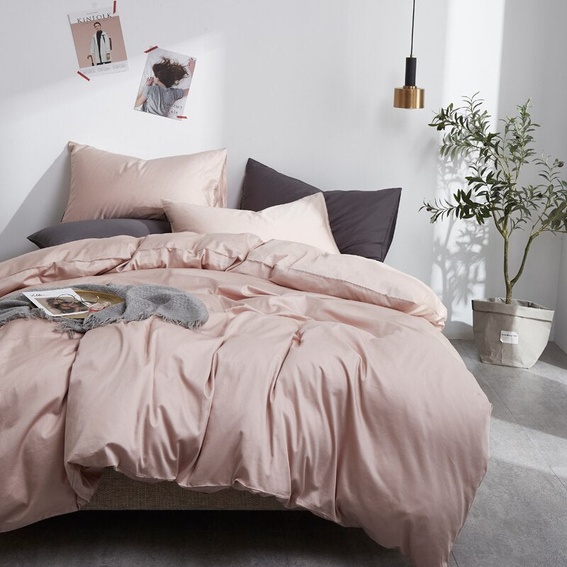 Conjunto De Cama Simples 100% Algodão Marrom Claro