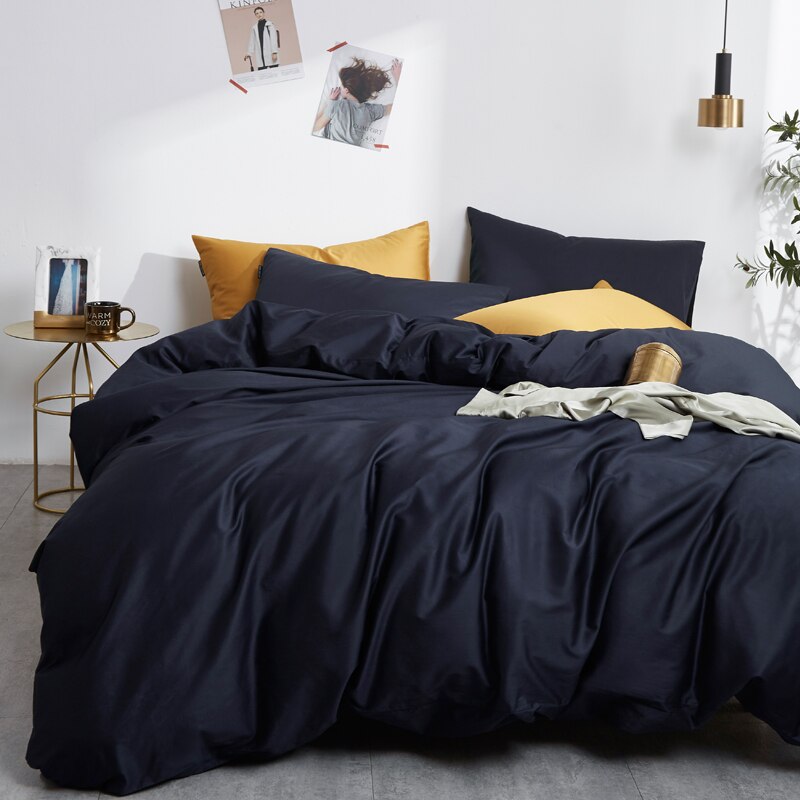 Conjunto De Cama Liso 100% Algodão Preto