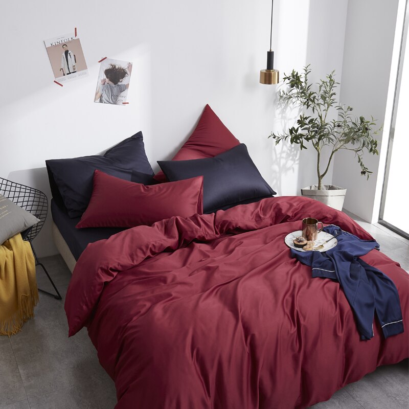 Conjunto De Cama Simples 100% Algodão Vermelho
