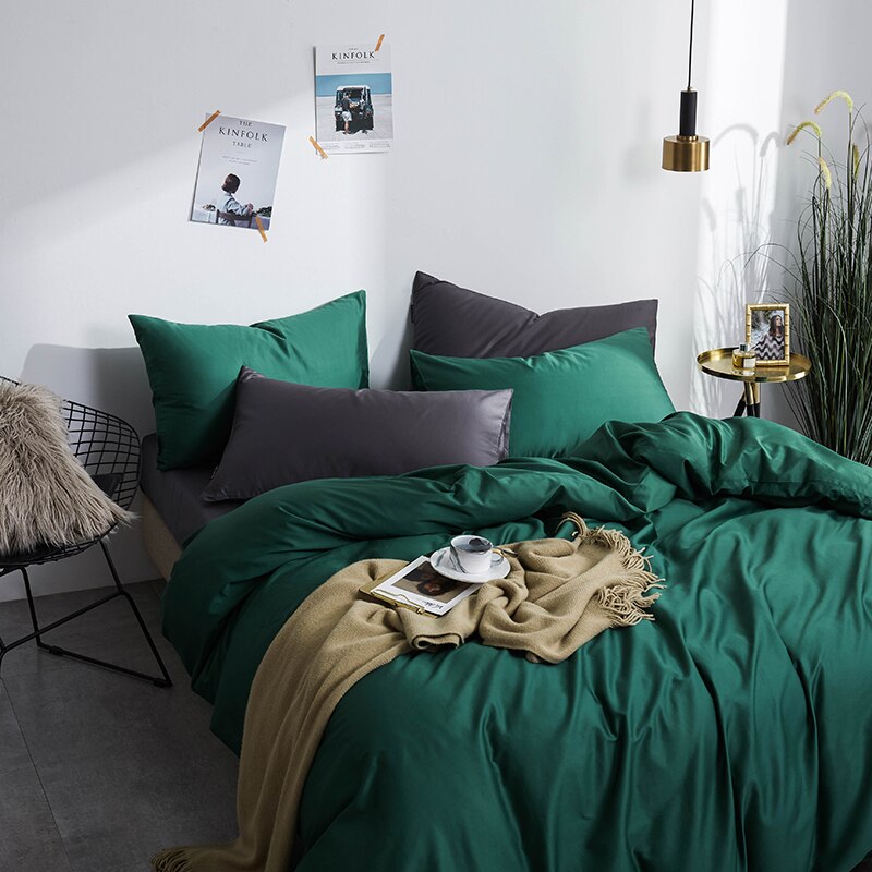 Conjunto De Cama Simples 100% Algodão Verde