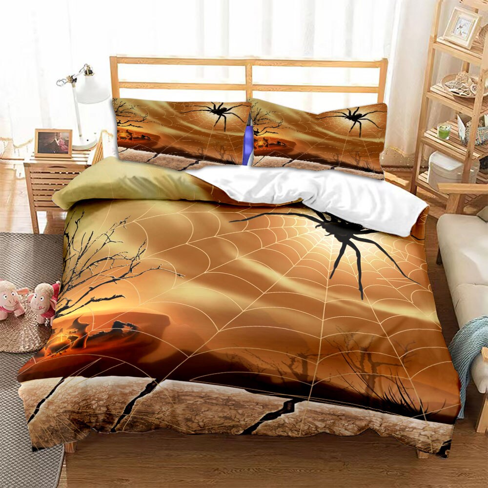 Aranha Sob Uma Capa De Edredom De Lua Cheia