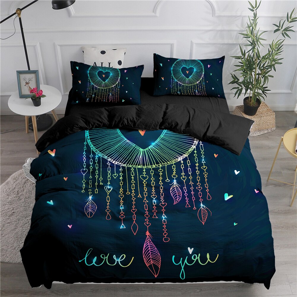 Capa De Edredom Preto Dream Catcher Te Amo